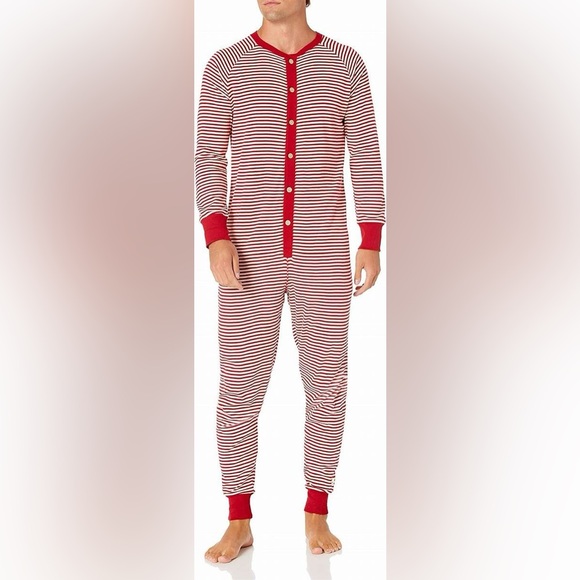 Burt’s Bees Men’s Size M Organic Holiday Striped One-Piece Family Pajamas - Picture 2 of 10